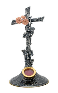 Relikwiarz na relikwie św. Rity, srebrzony, patynowany, wysokość 30 cm