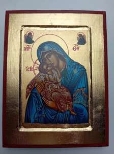 Ikona bizantyjska - Matka Boża Eleusa (Matka Boża Czuła), 23,5 x 18 cm
