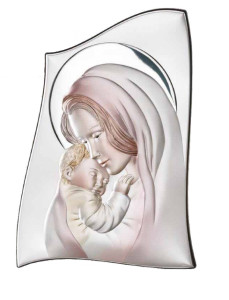 Obrazek srebrny z wizerunkiem Matki Bożej kolorowy