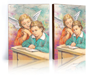 Ikona Anioł Stróż z uczącym się dzieckiem