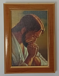 Obraz w drewnianej ramie - Jezus modlący się 12,5 x 17,5 cm
