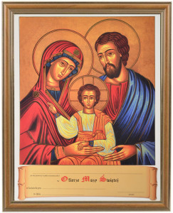Obrazek komunijny w ramce z personalizacją Święta Rodzina - Pamiątka I Komunii Świętej