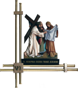 Droga Krzyżowa na krzyżu z rurek w kolorze złotym