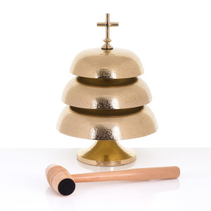 Gong - mosiądz - drewniany młotek - 36 cm