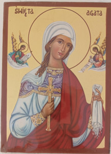 Ikona bizantyjska - św. Agata, 9 x 12,5 cm
