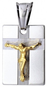 Srebrny medalik z wizerunkiem Jezusa na krzyżu (próba 925, pozłacany)