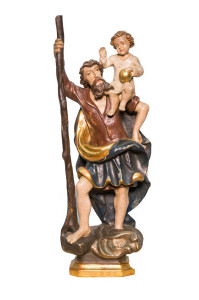 Święty Krzysztof, rzeźba drewniana, wysokość 34 cm