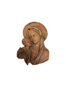 Płaskorzeźba gipsowa brązowa 10x15 cm - Matka Boska z Dzieciątkiem 