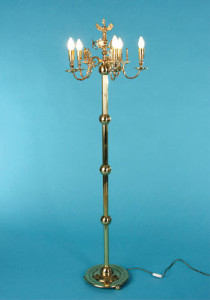 Lampa stojąca mosiężna, 5-płomienna, wysokość 170 cm