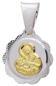 Srebrny medalik - Matka Boska Karmiąca (próba 925, pozłacany)