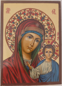 Ikona bizantyjska - Matka Boża Kazańska 9 x 12,5 cm
