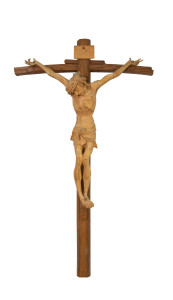 Krzyż z pasyjką, rzeźba drewniana, wysokość 100 cm