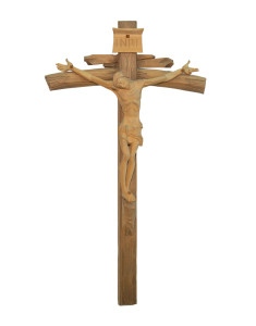 Krzyż z pasyjką, rzeźba drewniana, wysokość 56 cm