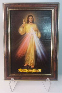 Obraz w ciemnej ramie Jezu Ufam Tobie, 10 x 15 cm