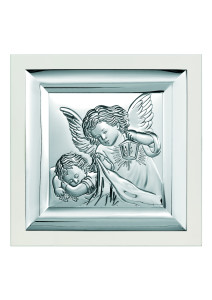 Obrazek srebrny z wizerunkiem Aniołka z latarenką, kwadratowy
