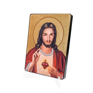 Najświętsze Serce Jezusa Chrystusa - ikona naklejana 14,5 x 19,5 cm.
