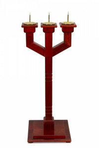Lichtarz drewniany na trzy świece, stojący, wysokość 110 cm