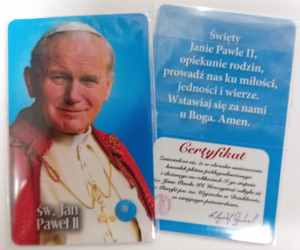 Karta św. Jan Paweł II z relikwiami III stopnia