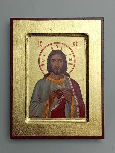 Ikona bizantyjska - Serce Pana Jezusa, 23,5 x 18 cm