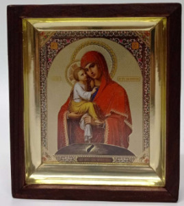 Ikona Drewniana Matka Boska Poczajowska, 17 cm x 19 cm