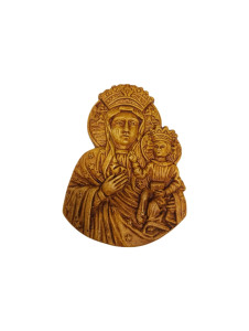 Płaskorzeźba gipsowa brązowa 9x12 cm - Matka Boska z Dzieciątkiem