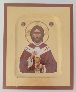 Ikona bizantyjska - Jezus z Hostią, 12,5 x 10,5 cm  