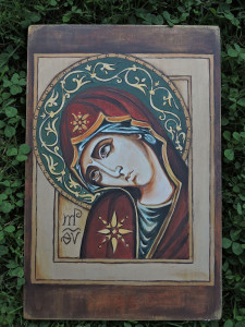 Ikona Maryja ręcznie pisana, rozmiar 20 x 30 cm