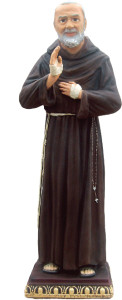 Figura św. Ojca Pio, materiał żywiczny, wysokość 77 cm 