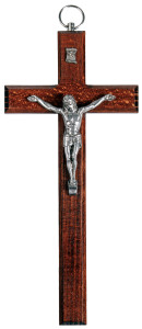 Krzyż drewniany, wiszący, ciemny, wysokość 24 cm 