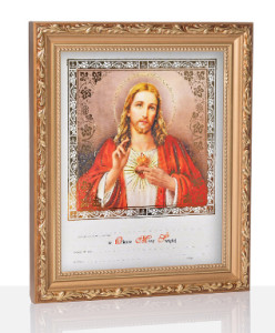 Obrazek komunijny w ramce z personalizacją Serce Jezusa
