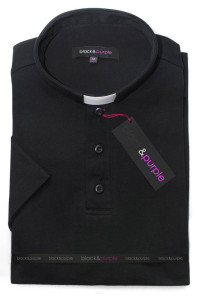 Koszulka Polo czarna pod koloratkę 100% bawełna