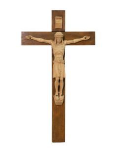 Krzyż w stylu gotyckim, rzeźba drewniana, wysokość 70 cm