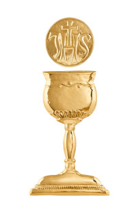 Kielich i hostia IHS -aplikacja sakralna, ornament na ołtarz lub ambonę