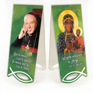 Matka Boża Częstochowska - Kardynał Wyszyński - Zakładka papierowa z magnesem