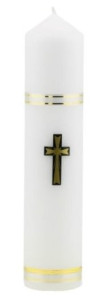 Świeca żałobna - aplikacja Krzyża (21,5 cm)