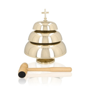 Gong - mosiądz - drewniany młotek - 38 cm
