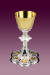 Kielich mszalny gotycki, mosiądz złocony, mosiądz srebrzony, wys. 22 cm