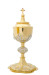 Puszka liturgiczna, mosiądz złocony i srebrzony, 33 cm wysokości