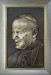 Relief - twarz św. Jana Pawła II w ramce, złocony lub patynowany, rozmiar 20 cm x 29 cm