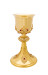 Kielich mosiądz złocony, koszulka złocona, nodus złocony, ozdoby złocone, kamienie rubiny, wys. 23 cm