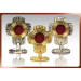 Relikwiarz w kształcie krzyża, mosiądz złocony, srebrzony lub patynowany, wysokość 9,5 cm