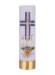 Świeca ołtarzowa na wkład olejowy, eucharystyczna z krzyżem niebieskim, ręcznie malowana,  wys. 30/8cm 